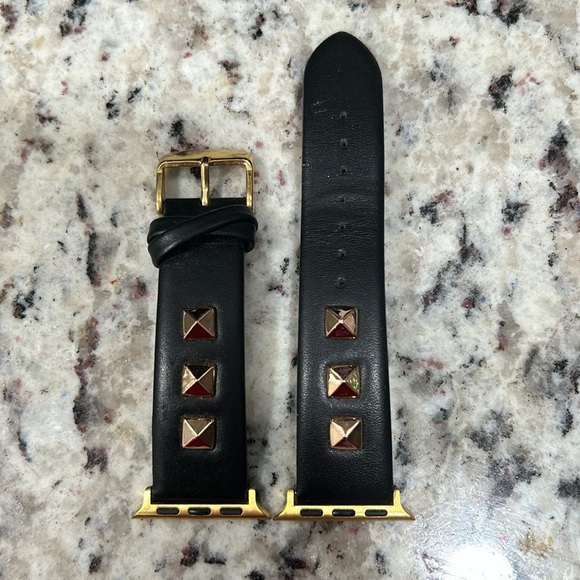 SALE Rebel Black Genuine Leather and Stud Band for Apple Watch, 38mm-40mm - Picture 4 of 5